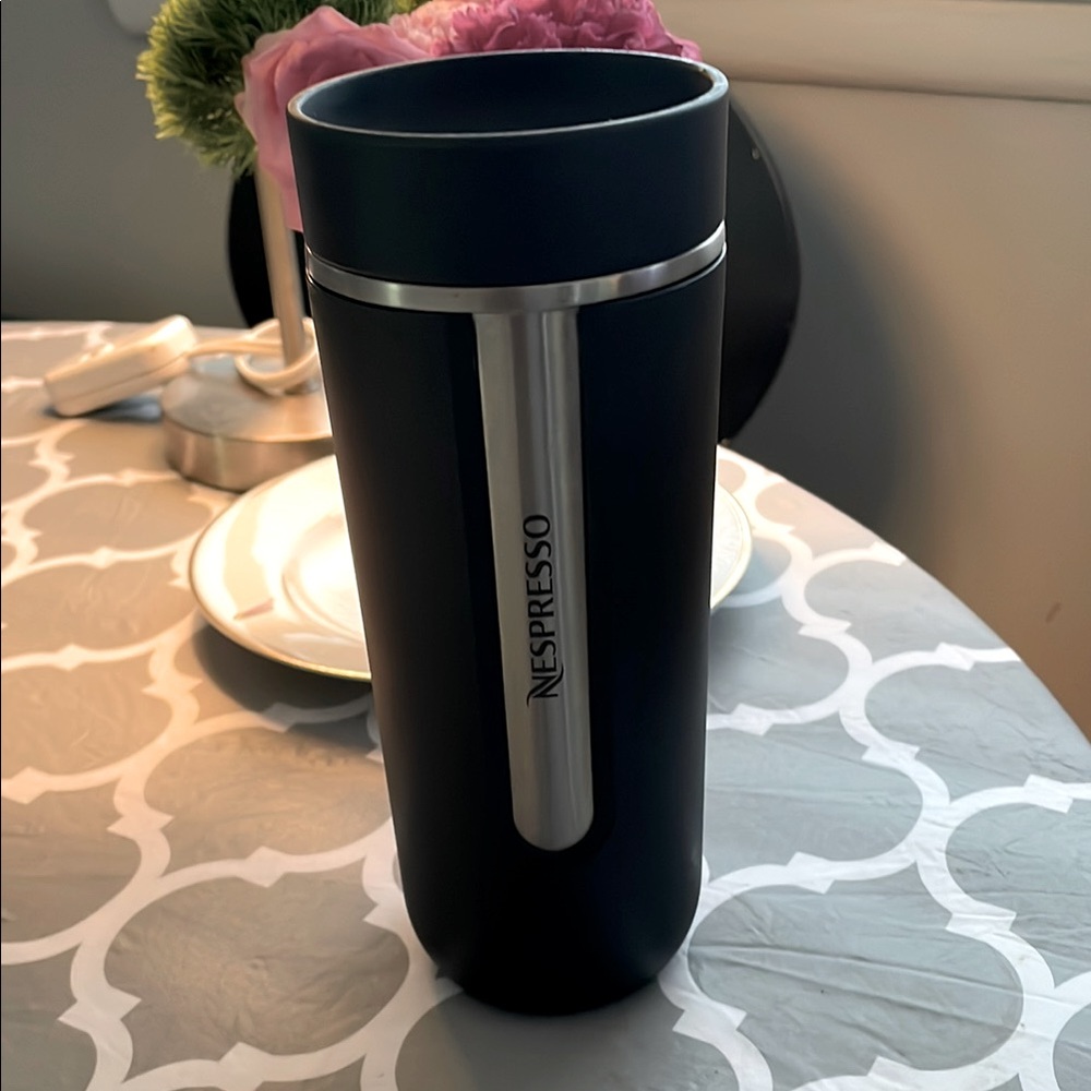 Nespresso Black and Silver Travel Tumbler 18.2oz